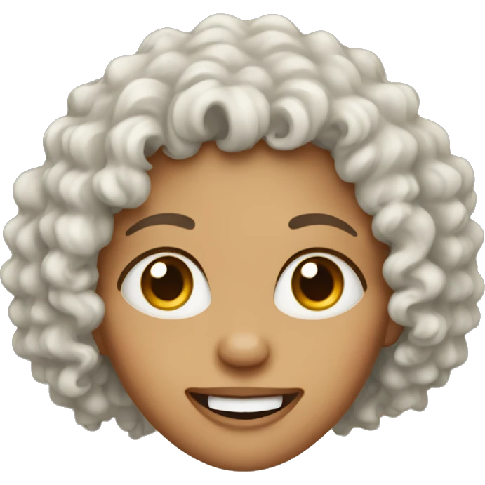Curly haired woman with her front tooth missing emoji