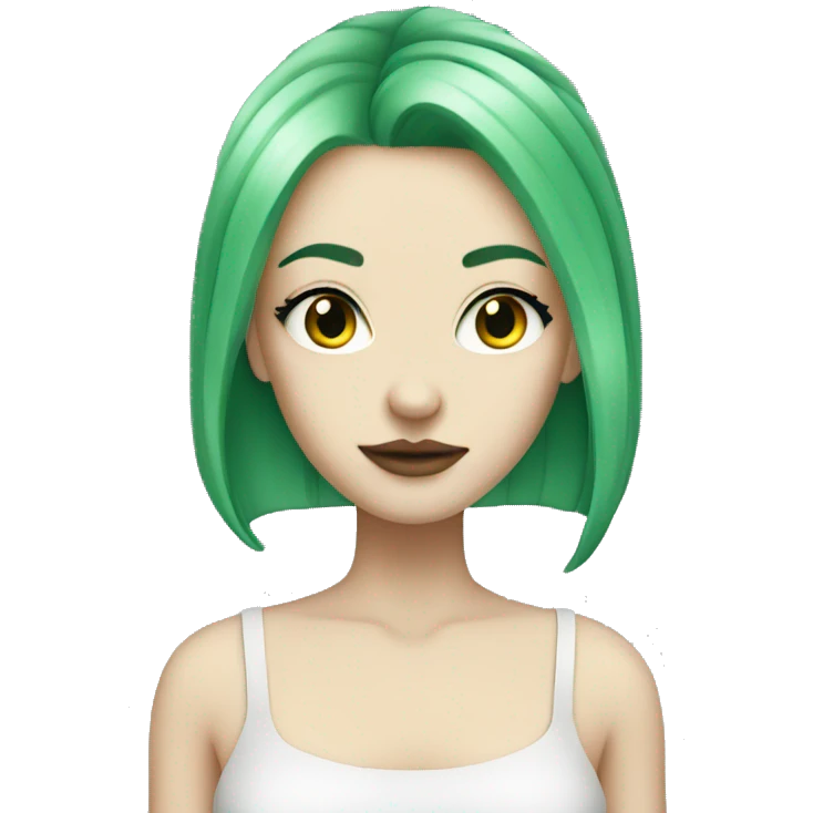 Pale girl with green hair thin eyebrows and eyebrow piercing  emoji