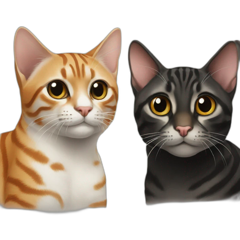 two-cats-bengal-and-small-cat-black-together emoji