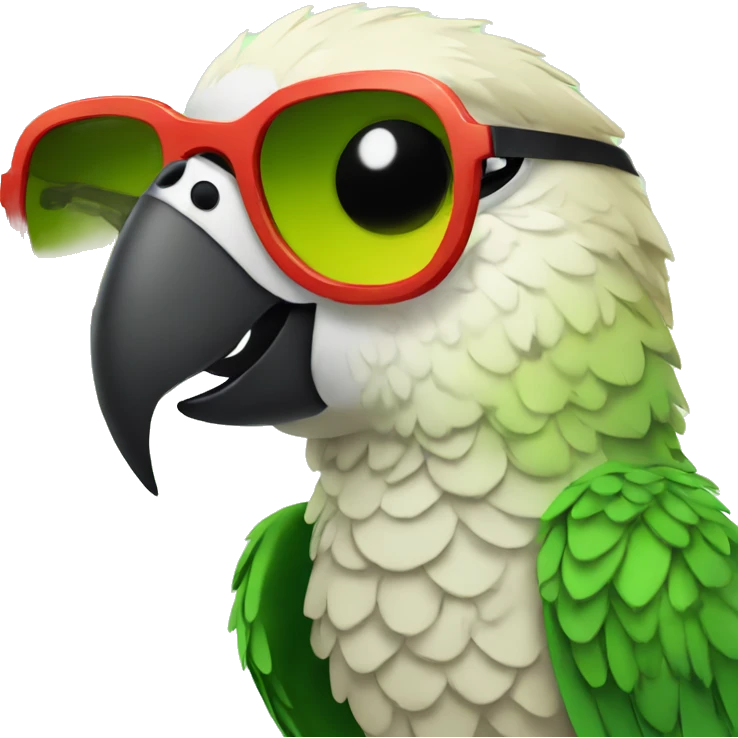A parrot wearing sunglasses and standing on a tree. emoji