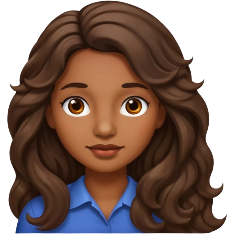 Uma mulher morena de cabelo onduladoe longo e um sinal na bochecha emoji