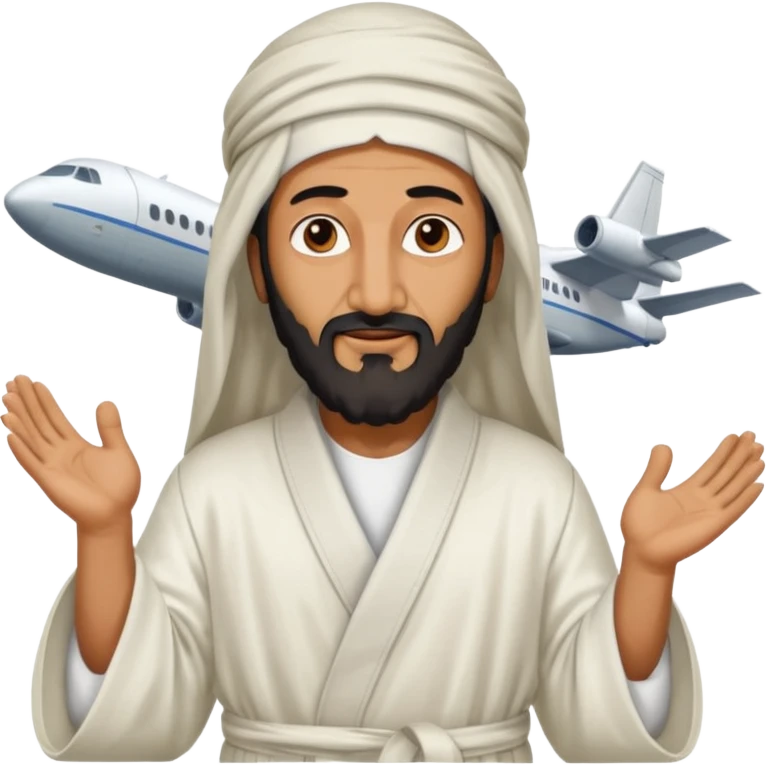 Osama bin Ladin standing on a plane emoji