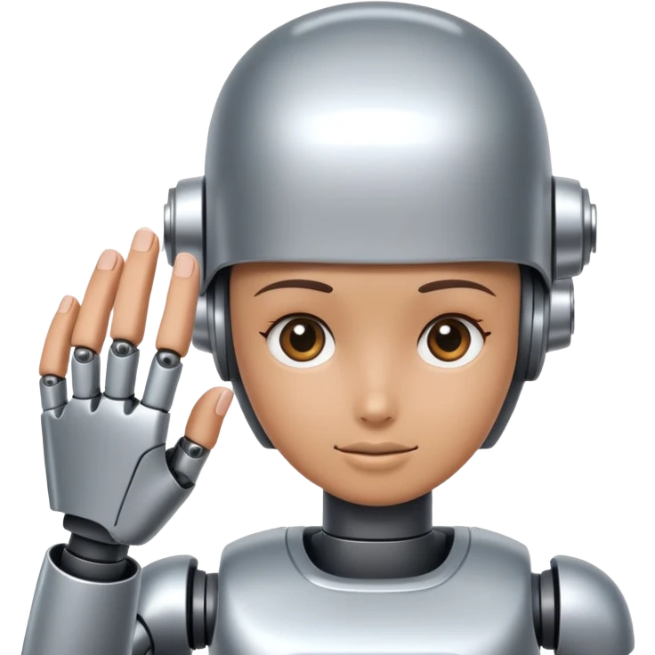 a hand patting a robot on the head - iOS style emoji