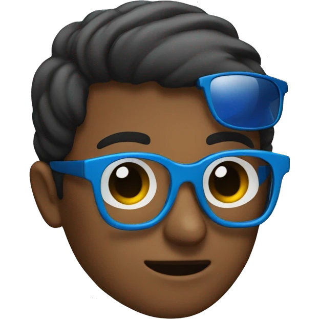 , brown eyes and a pair of sunglasses with blue glasses emoji
