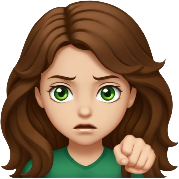 girl with green hazel eyes and brown long and waybe hair wanting to give me a punch emoji