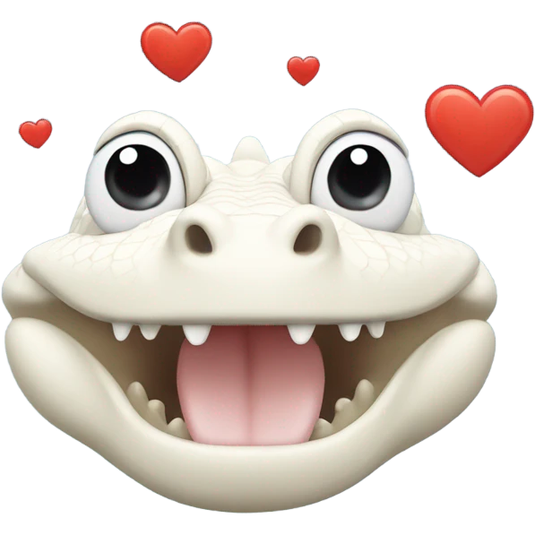 albino alligator with hearts above its head emoji