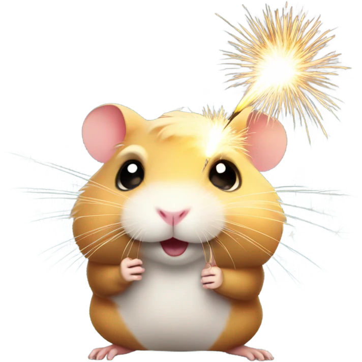 Christmas hamster with sparkler emoji