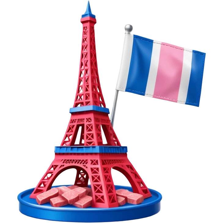 Spam meat Eiffel tower on a French flag emoji