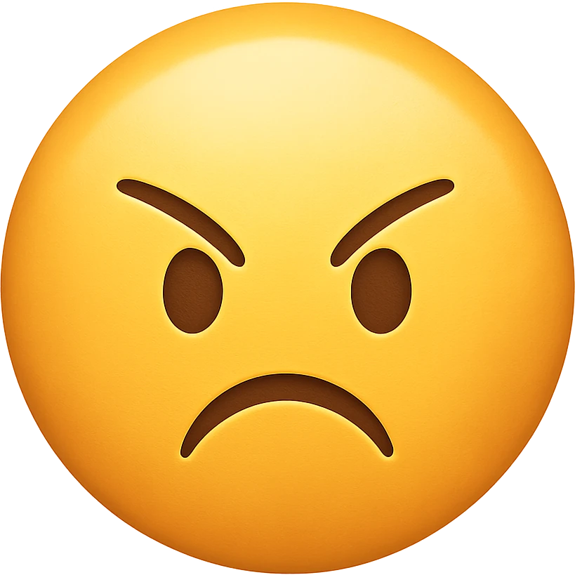 yellow face with angry expression emoji, digital illustration emoji