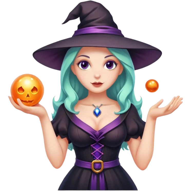 Beautiful Witch with magic ball emoji