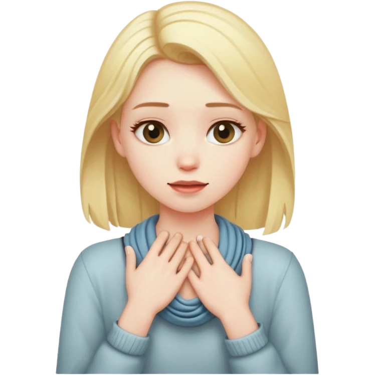 Blonde girl with hands around her neck and rocking back and forth  emoji