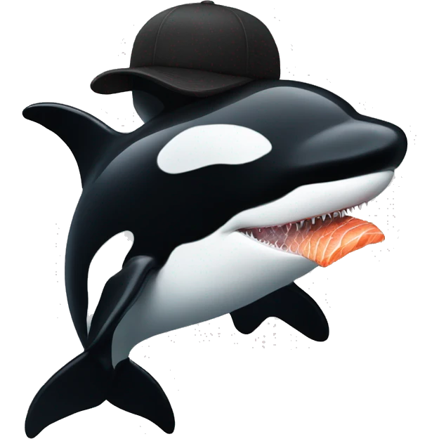 an orca with a dead salmon hat emoji