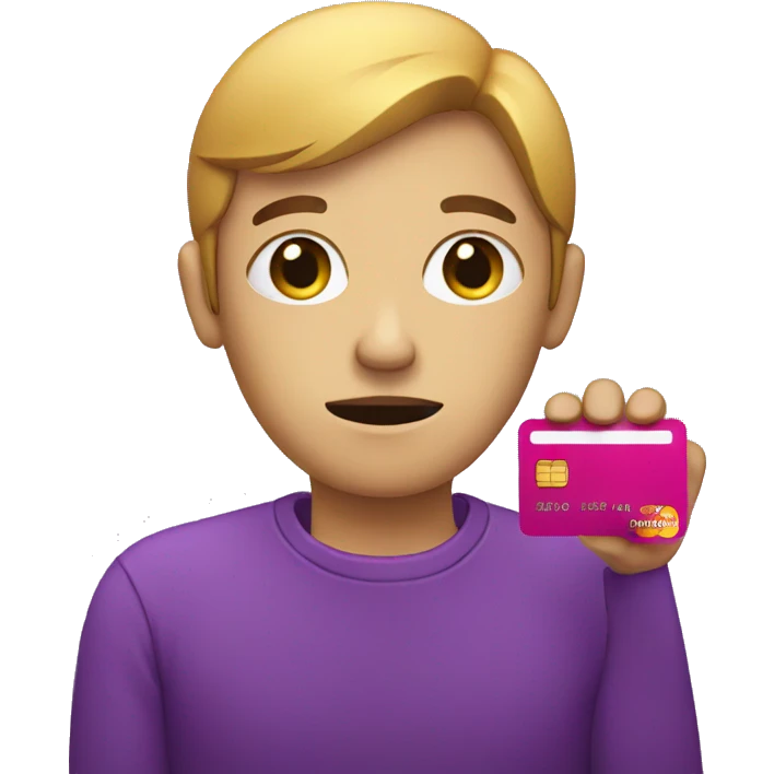 sad person holding purple credit card emoji