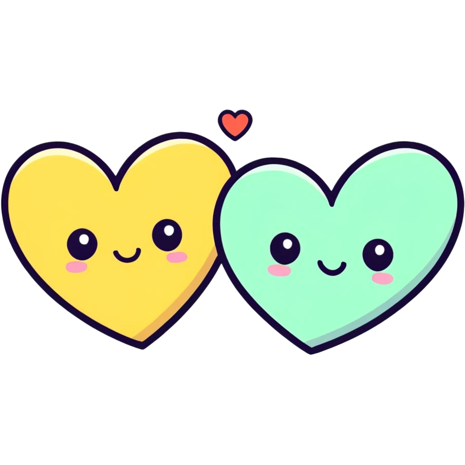Cute 2 hearts matching emoji