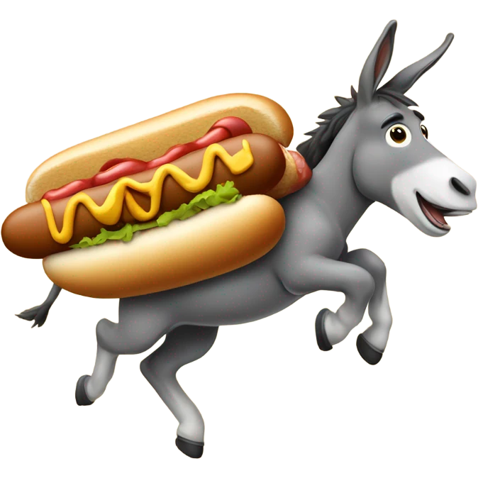 Donkey jumping a hot dog emoji