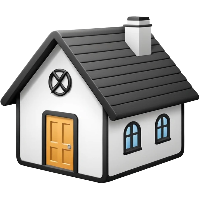 Ultra minimal monoline icon of a house with a simple loop knot integrated into the roof’s line, single consistent stroke weight, vector icon style, pure black line on white, optimized for UI/SF Symbols, minimal detail, crisp edges emoji