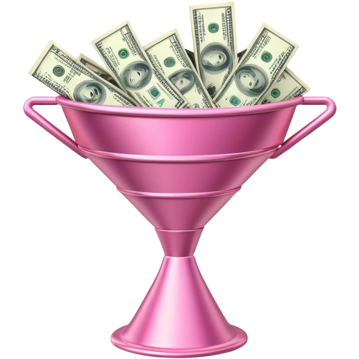 pink marketing funnel with dollars at the buttom emoji