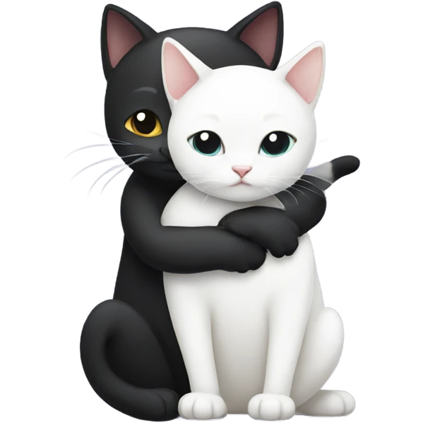 Black cat hugging white cat emoji