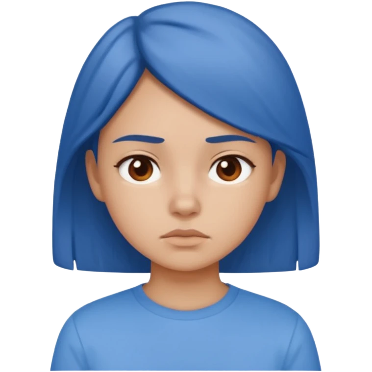 girl in a blue shirt looking uninterested emoji