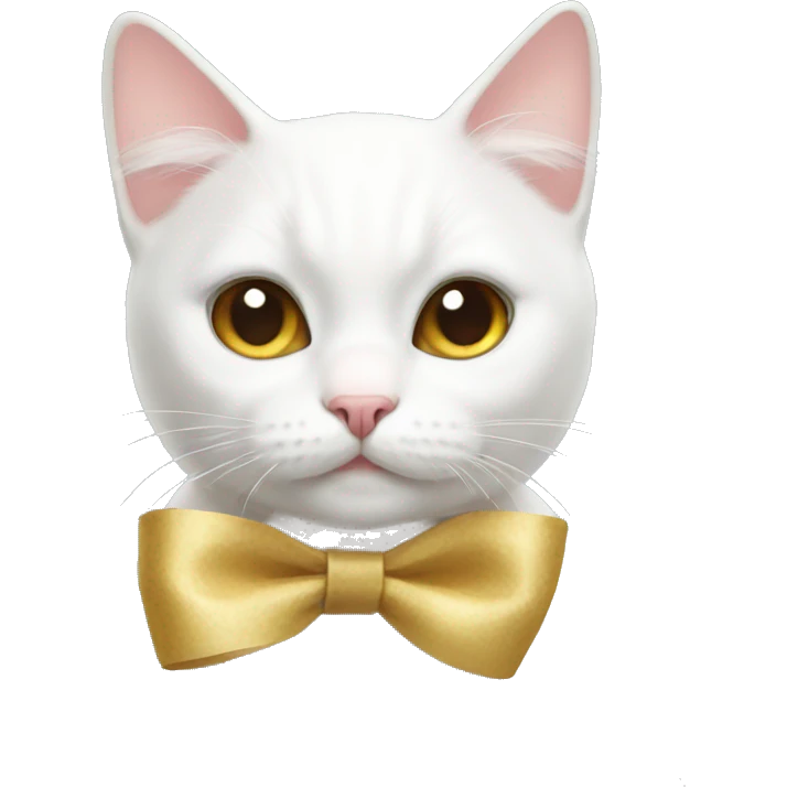 White cat with a bow emoji