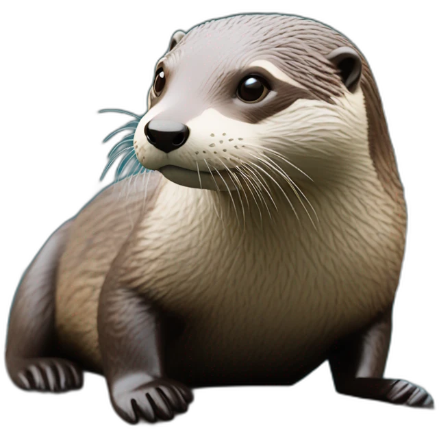 Loutre sur un phoque emoji
