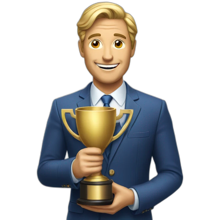 television game show host holding a trophy emoji