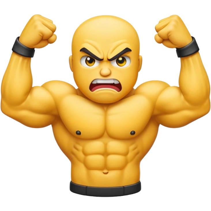 Angry emoji face with big arm muscles  emoji