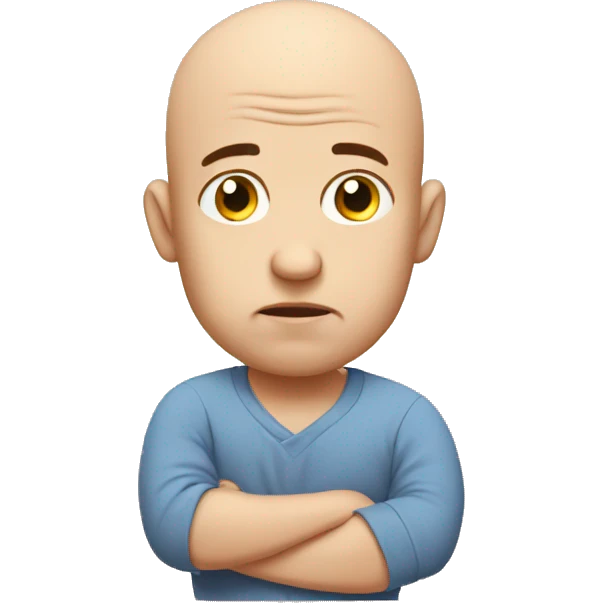 disappointed bald man with baby emoji