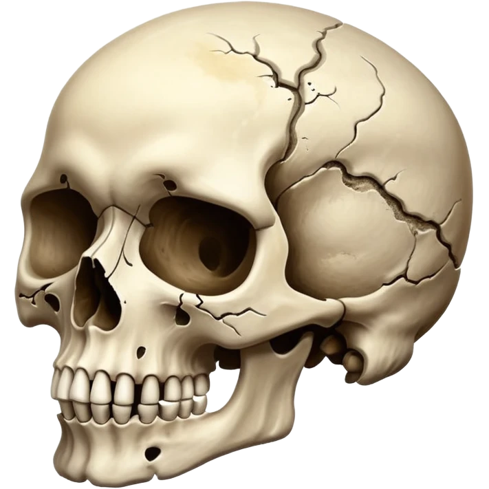 A skull with half turning to dust emoji
