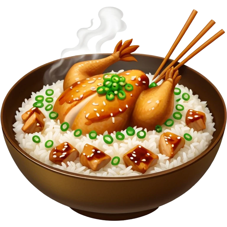 a rice bowl with chicken emoji
