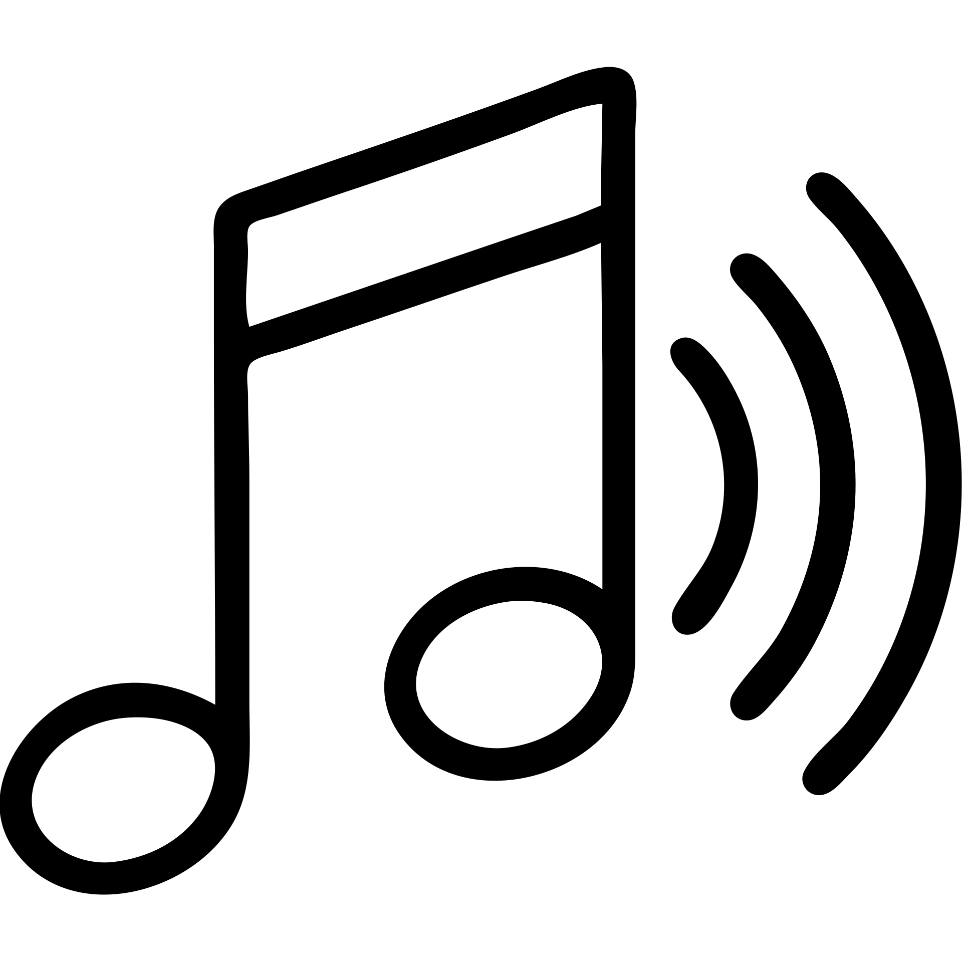 black outlined icon of a music note with sound lines, representing audio emoji