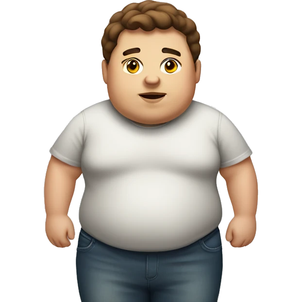 Fat boy with brown hair emoji