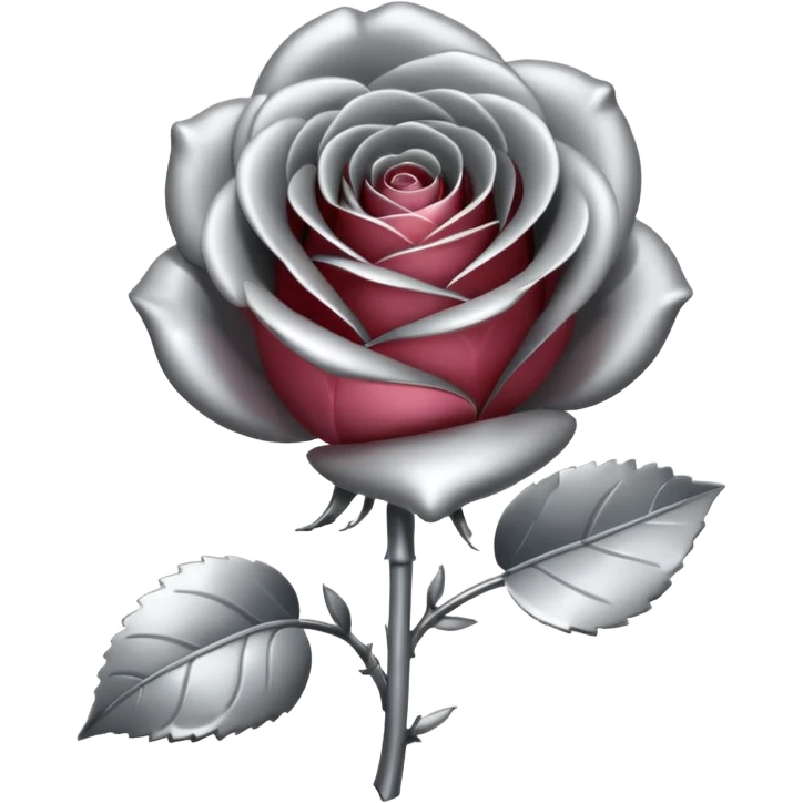 gray metal chrome rose, without green leaves, just flower emoji