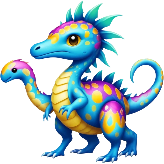 a colorful edgy cute vernid-fionbri-creature with splash patterns full body emoji