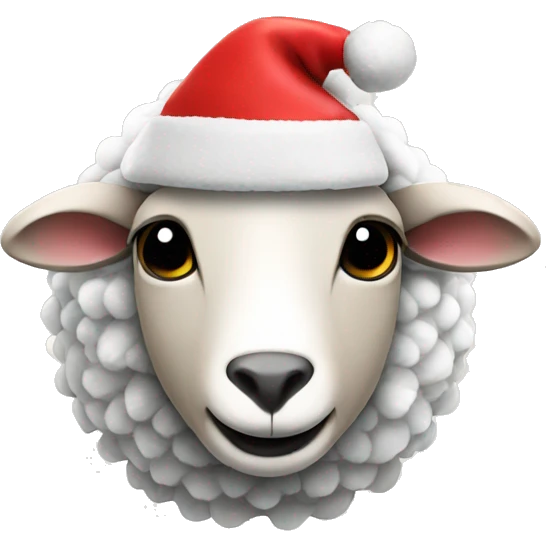 Sheep swimming with Santa hat emoji