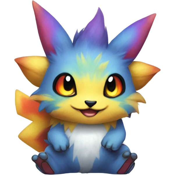 Colorful cute furry anthropomorphic painted Fakémon-Pokémon-creature emoji