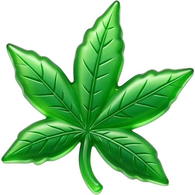 generate an emoji-style image of a gusher gummy shaped like a marijuana leaf emoji