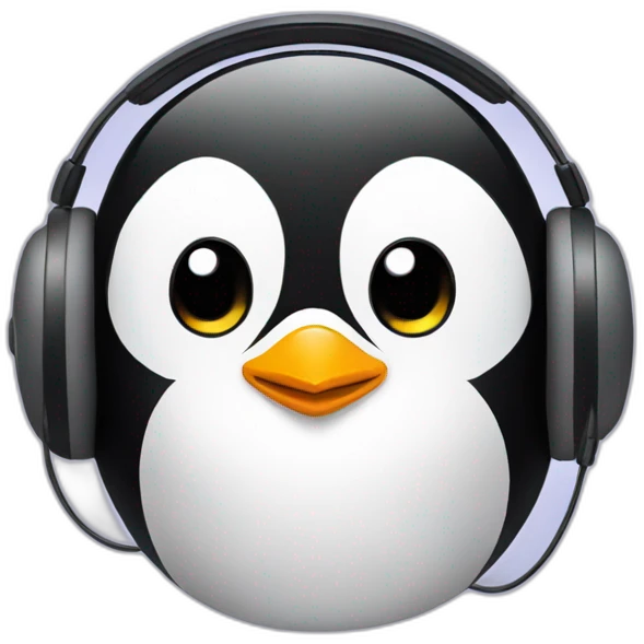 Penguin with headset emoji