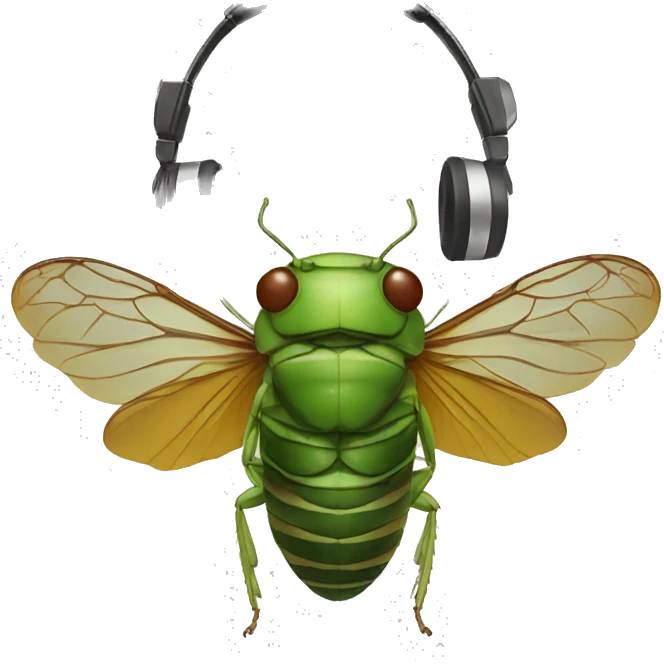 cicada with headphones emoji