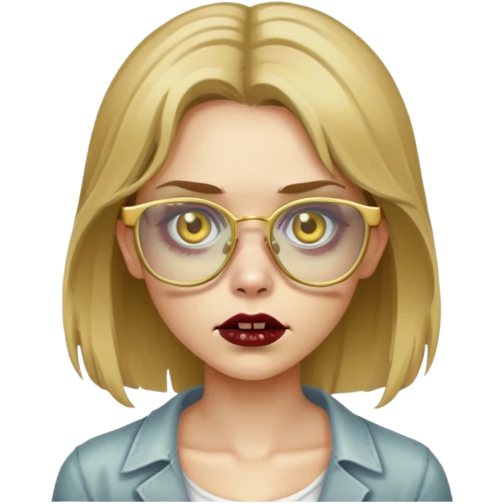 Zombie girl with dark blonde hair, blonde glasses and gold-colored square glasses
 emoji