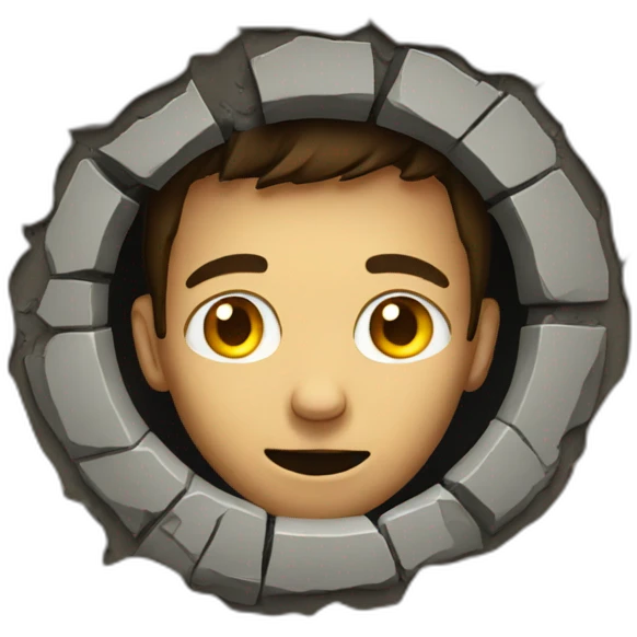 A man looks into a hole emoji