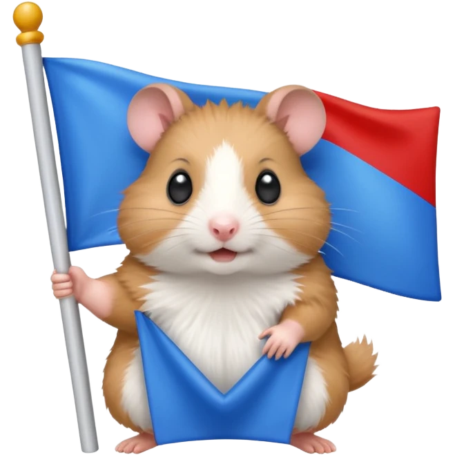 a hamster holding a white-blue-red flag emoji emoji