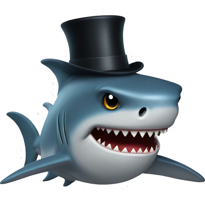 sad shark with tophat emoji