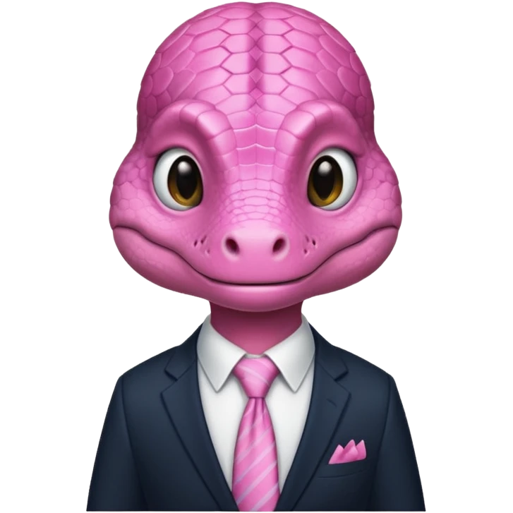cute pinkreptile with tie & suit emoji