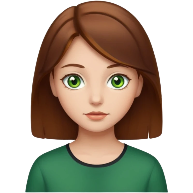 girl with brown hair, green eyes emoji