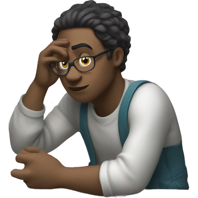 Puzzled white skin student scratching head while reading a book emoji
