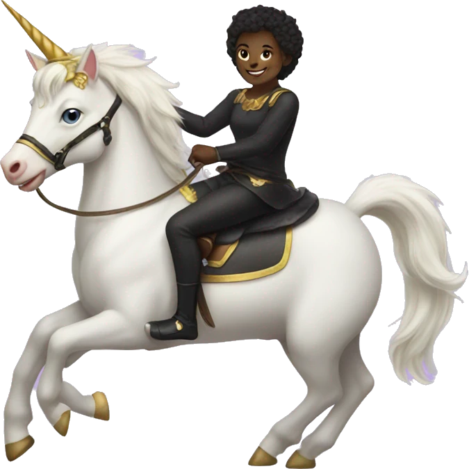 Black cat riding a unicorn  emoji