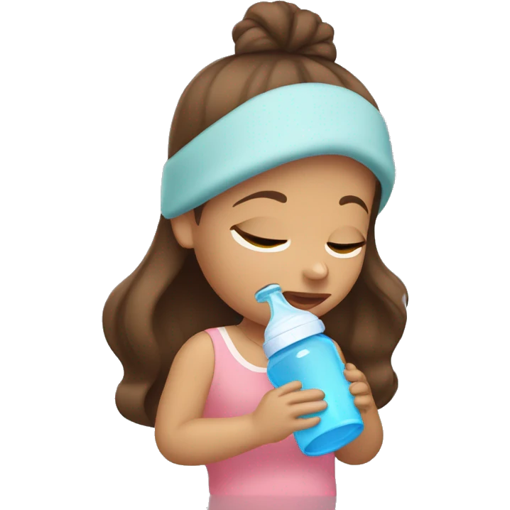 brown hair girl drinking from a baby bottle emoji