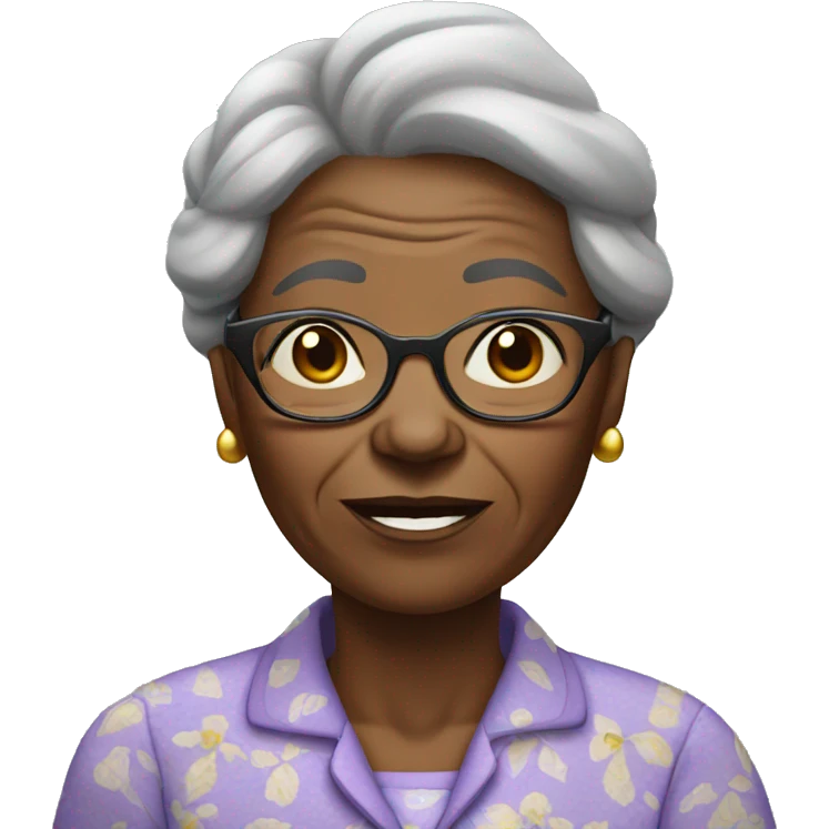 An  elderly  African  woman  with  glasses  and  wrinkles,  wearing  pajamas. emoji