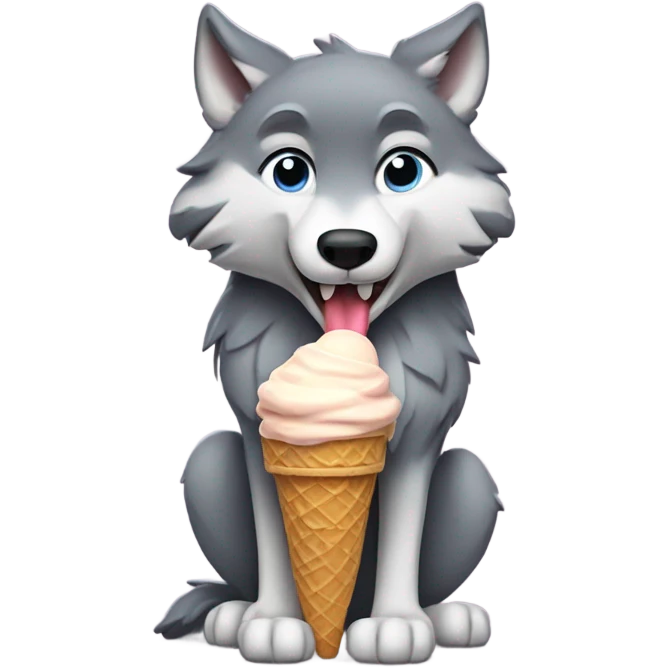 Wolf holding ice cream  emoji